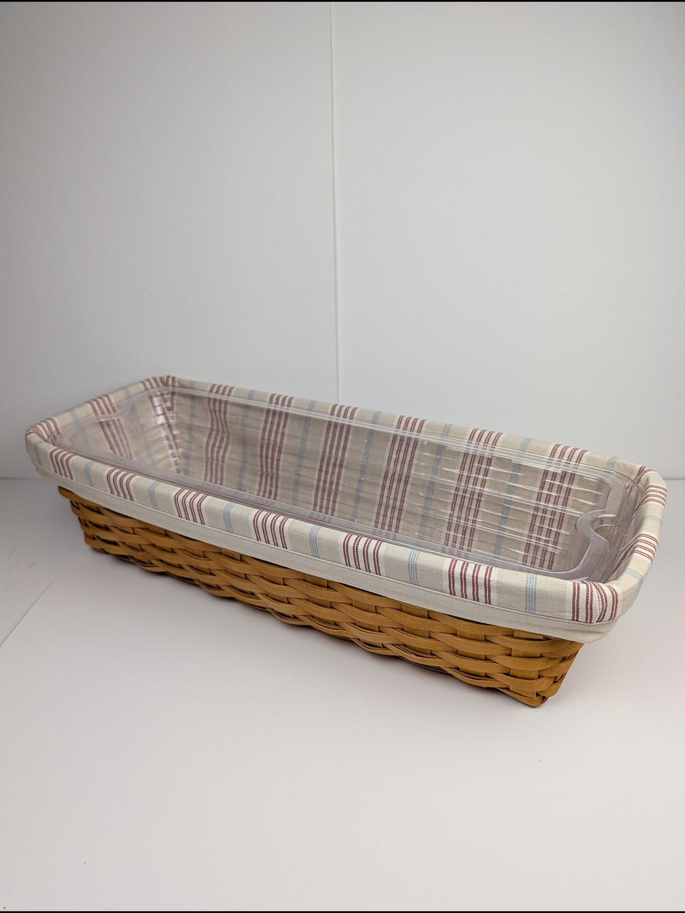 Longaberger Window Box Basket/Awning Stripe Liner & 2 Pc Set Planter Protectors